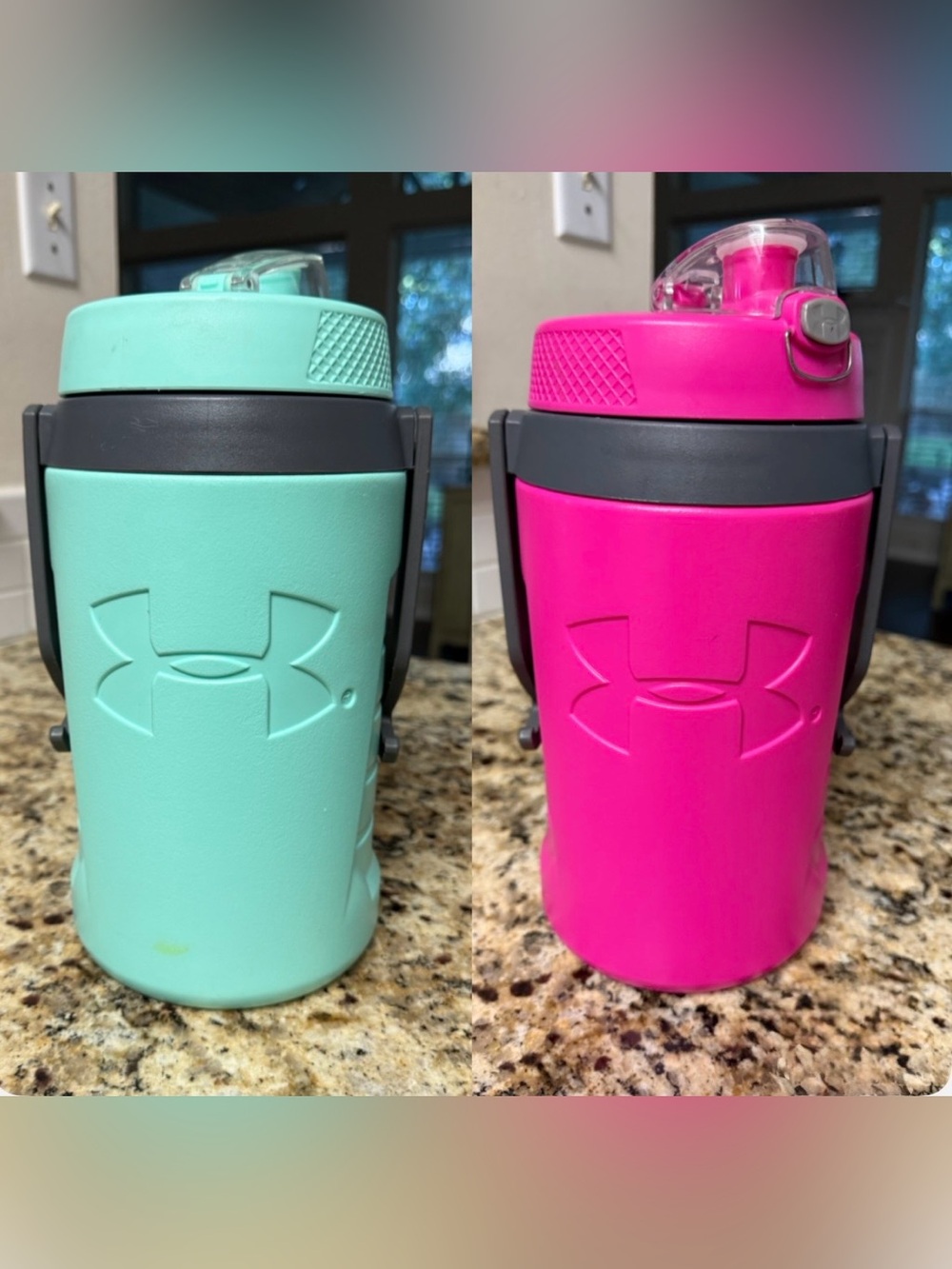 Under Armour 64 oz Hot Pink & Crystal Teal Water Jug Bottle Sports